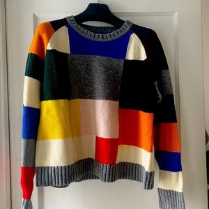 Multi colored patchwork style wool Tory Burch Sport sweater.  XL but it’s small
